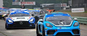 Превью обои porsche cayman, porsche, автомобиль, синий, гонки