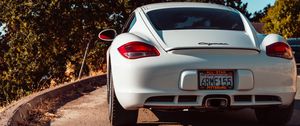 Превью обои porsche cayman, porsche, машина, спорткар, белый, вид сзади