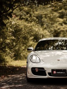 Превью обои porsche cayman s, porsche, машина, белый, вид спереди