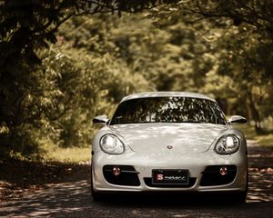 Превью обои porsche cayman s, porsche, машина, белый, вид спереди