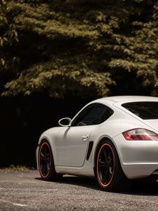 Превью обои porsche cayman s, porsche, машина, спорткар, белый, вид сбоку