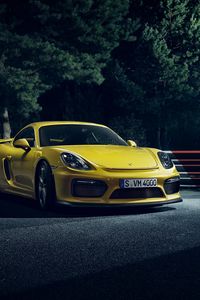 Превью обои porsche cayman, спорткар, желтый