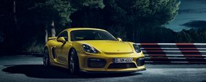 Превью обои porsche cayman, спорткар, желтый