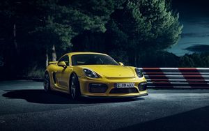 Превью обои porsche cayman, спорткар, желтый