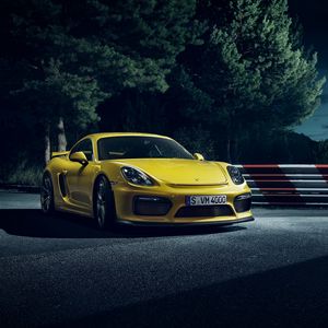 Превью обои porsche cayman, спорткар, желтый