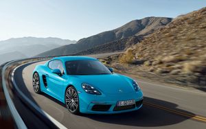 Превью обои porsche, cayman, вид сбоку, поворот