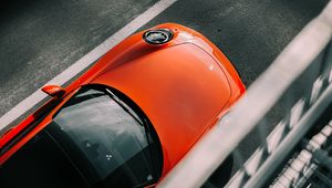 Превью обои porsche, машина, красный, вид сверху, асфальт