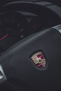 Превью обои porsche, руль, автомобиль, спидометр