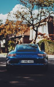 Превью обои porsche, спорткар, вид сзади