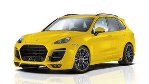 Превью обои porsche, жёлтый, porsche cayenne, lumma design