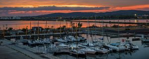 Превью обои порт, яхты, море, закат