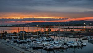 Превью обои порт, яхты, море, закат