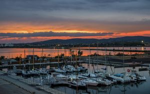 Превью обои порт, яхты, море, закат