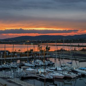 Превью обои порт, яхты, море, закат