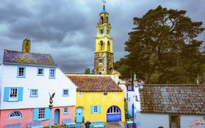 Превью обои портмейрион, северный уэльс, уэльс, здания, архитектура, фасад