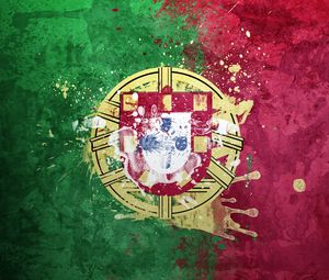 Превью обои португалия, флаг, герб, республика, фон, текстура, символика