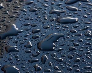 Превью обои поверхность, капли, вода, макро, синий