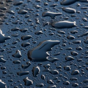 Превью обои поверхность, капли, вода, макро, синий