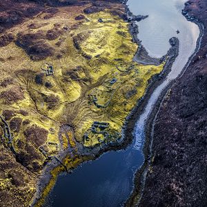 Превью обои поверхность, река, рельеф, природа, вид сверху