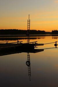 Превью обои пристань, река, лестница, сумерки