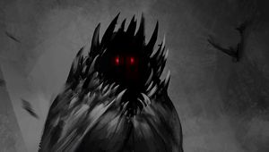 Превью обои призрак, демон, птицы, темный, арт