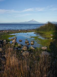 Превью обои пруд, камни, море, вулкан, природа