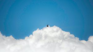 Превью обои птица, облака, небо, полет