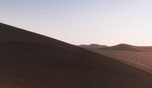 Превью обои пустыня, дюны, холмы, луна, песок