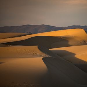 Превью обои пустыня, дюны, холмы, песок, сумерки