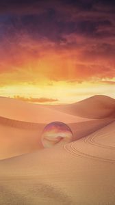 Превью обои пустыня, дюны, хрустальный шар, песок, облака