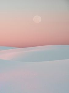 Превью обои пустыня, дюны, луна, песок, белый