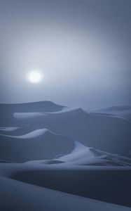 Превью обои пустыня, дюны, луна, ночь, лунный свет, пейзаж