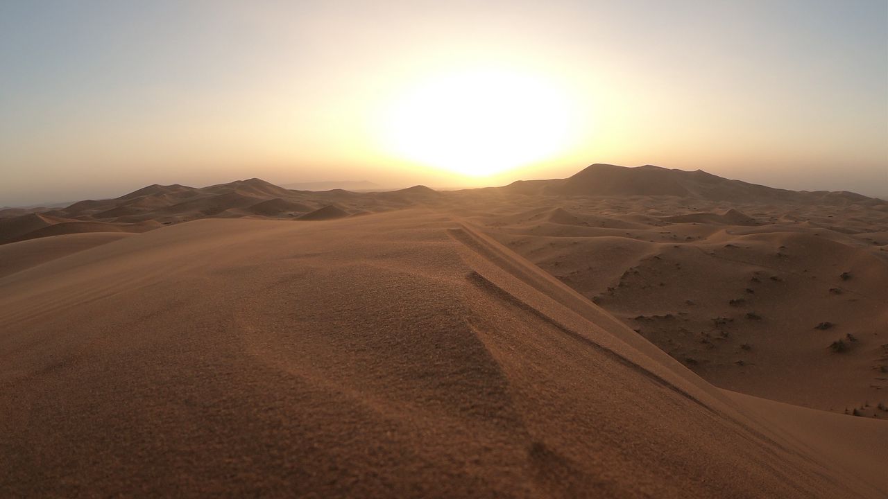 Обои пустыня, дюны, песок, закат, дикая природа