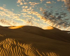 Превью обои пустыня, дюны, песок, силуэт, одиночество