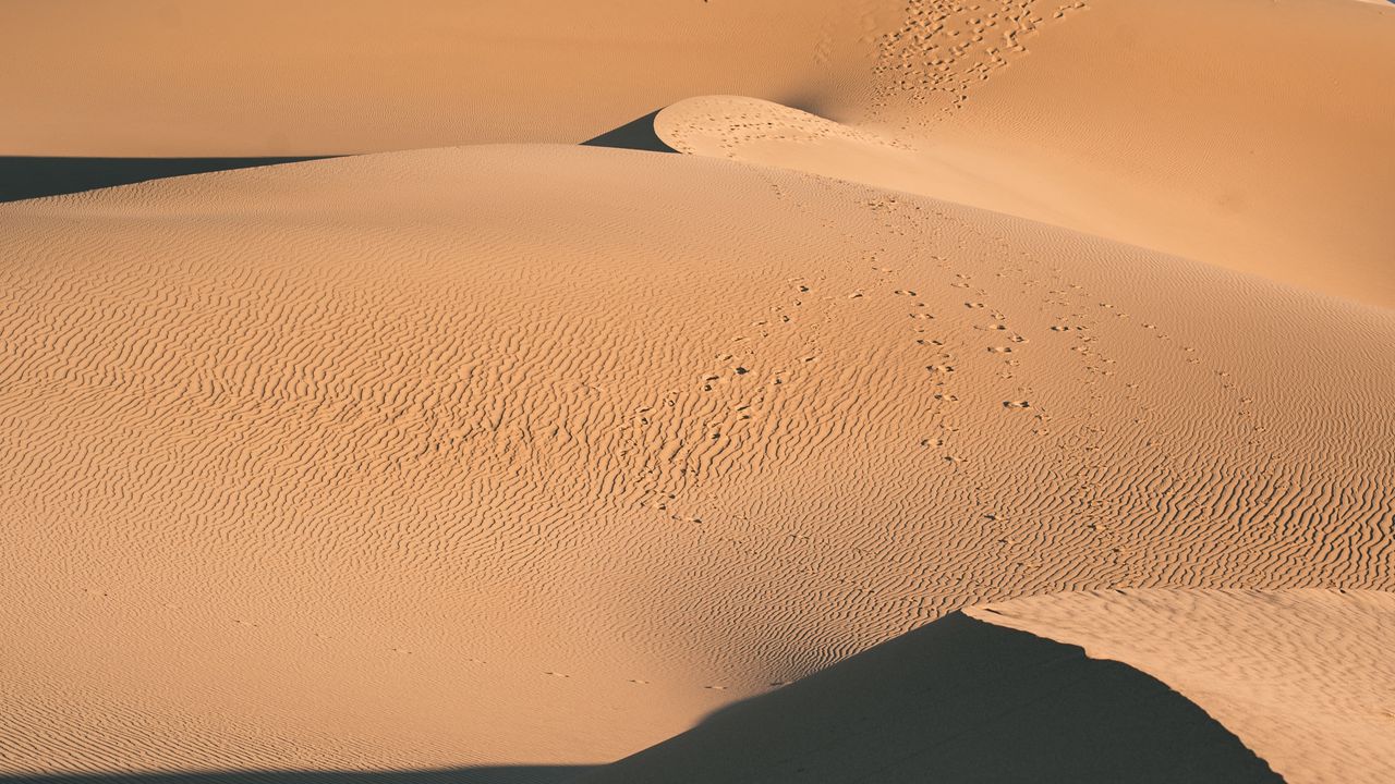 Обои пустыня, дюны, вид сверху, холмы, песок