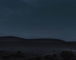 Превью обои пустыня, холмы, луна, сумерки, ночь