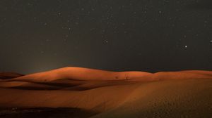 Превью обои пустыня, ночь, звездное небо, дюны, песок