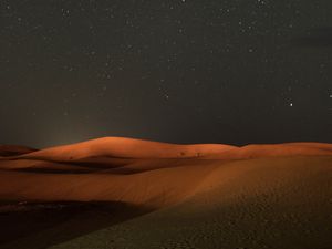Превью обои пустыня, ночь, звездное небо, дюны, песок