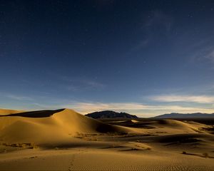 Превью обои пустыня, пески, дюны, звездное небо