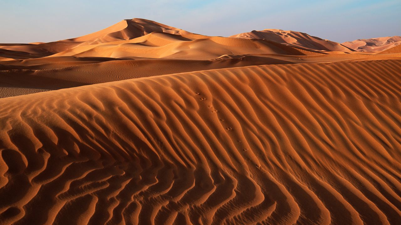 Обои пустыня, песок, дюны, рельеф, небо