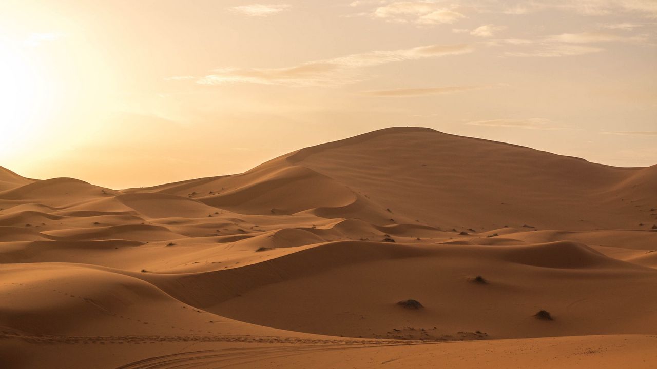 Обои пустыня, песок, дюны, горизонт