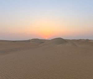 Превью обои пустыня, песок, дюны, солнце, закат