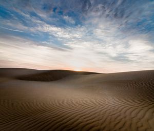 Превью обои пустыня, песок, дюны, волны, сумерки, пейзаж
