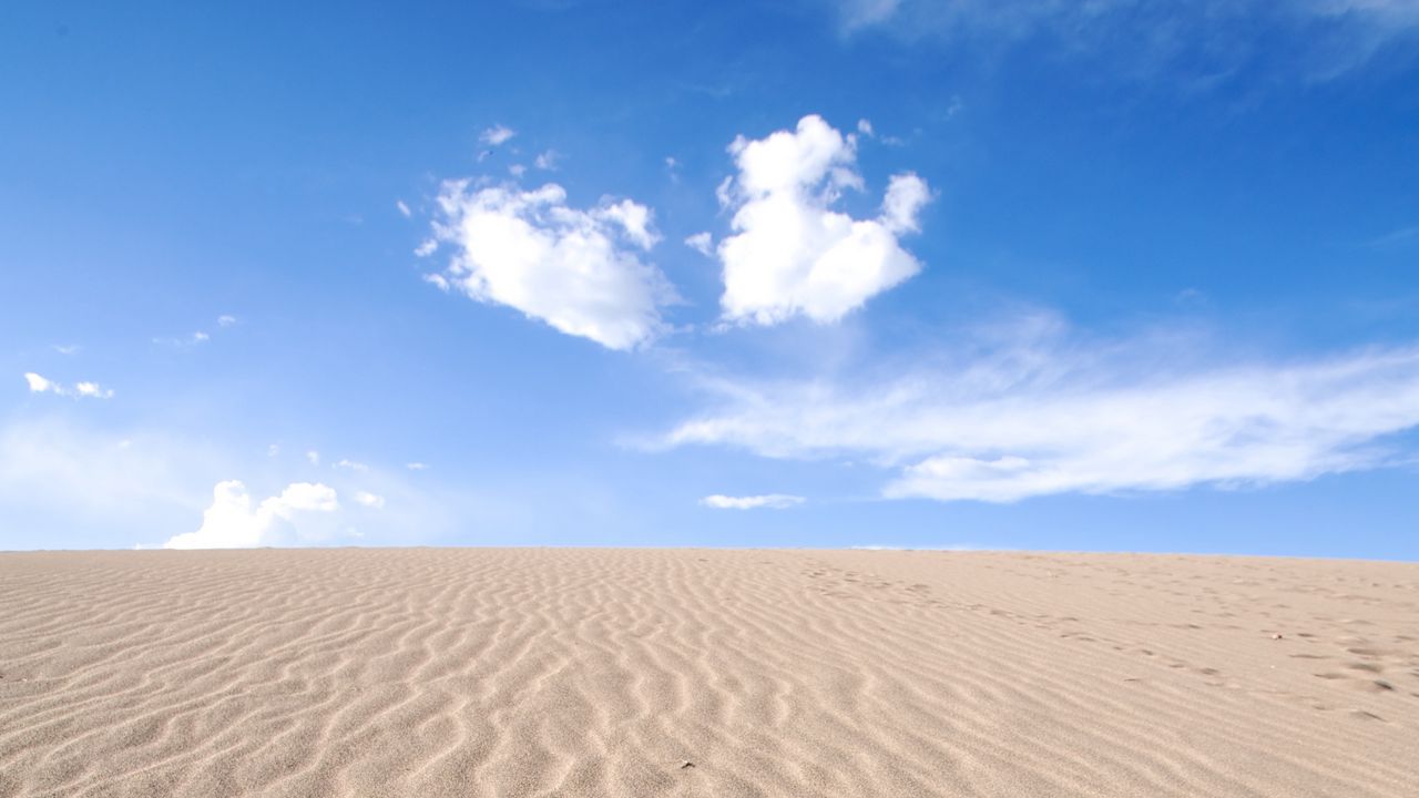 Обои пустыня, песок, горизонт, небо, дюны
