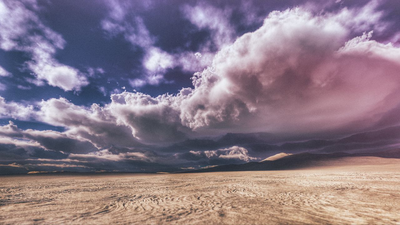 Обои пустыня, песок, облака