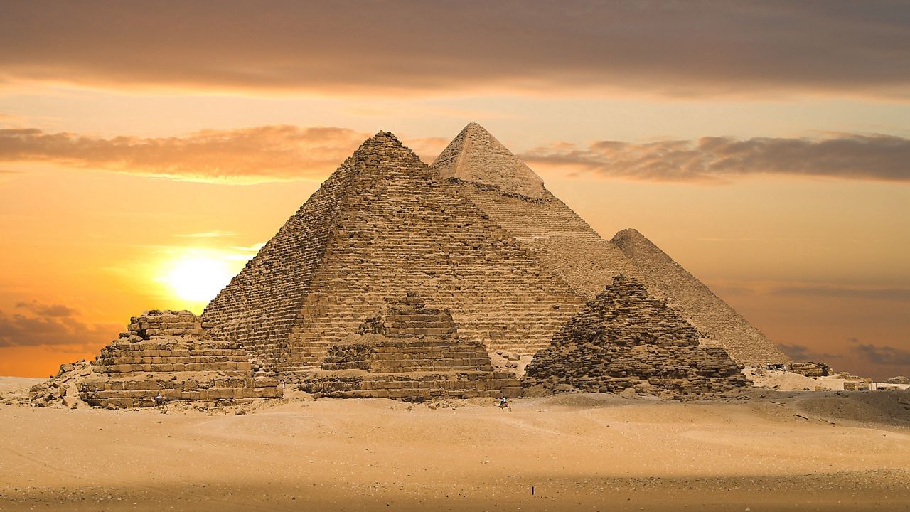 Обои пустыня, пирамиды, египет