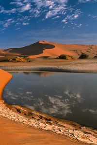 Превью обои пустыня, вода, песок, небо, отражение