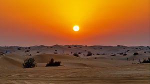 Превью обои пустыня, закат, дюны, песок