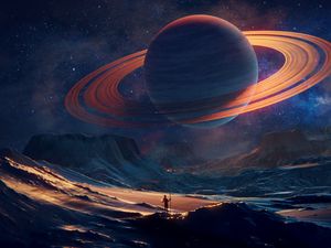 Превью обои путник, планета, космос, арт