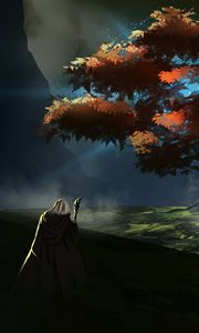 Превью обои путник, плащ, природа, арт